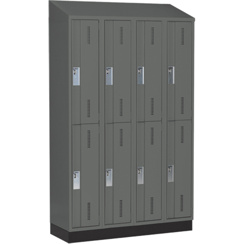 Concorde Heavy-Duty Lockers, 2 -tier, Bank of 4, 48" x 18" x 82", Steel, Charcoal, Welded (Assembled) Groupe Belzile Dickner