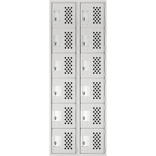 Clean Line Lockerettes, 6 -tier, Bank of 2, 18" x 72" x 12", Steel Groupe Belzile Dickner