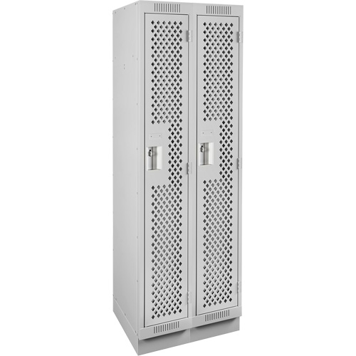 Clean Line Lockers, Bank of 2, 24" x 15" x 76", Steel, Grey, Rivet (Assembled), Perforated Groupe Belzile Dickner