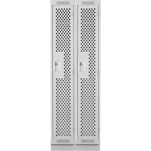 Clean Line Lockers, Bank of 2, 24" x 15" x 76", Steel, Grey, Rivet (Assembled), Perforated Groupe Belzile Dickner
