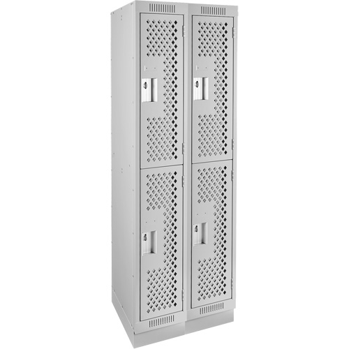 Casiers Clean Line, 2 niveaux, Bloc de 2, 24" x 18" x 76", Acier, Gris, Rivet (assembl&eacute;), Perfor&eacute; Groupe Belzile Dickner