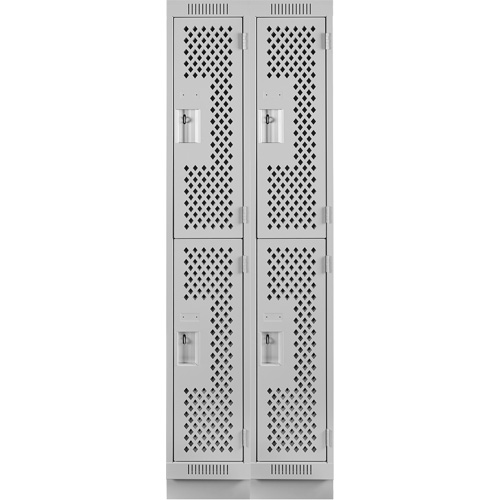 Casiers Clean Line, 2 niveaux, Bloc de 2, 24" x 18" x 76", Acier, Gris, Rivet (assembl&eacute;), Perfor&eacute; Groupe Belzile Dickner