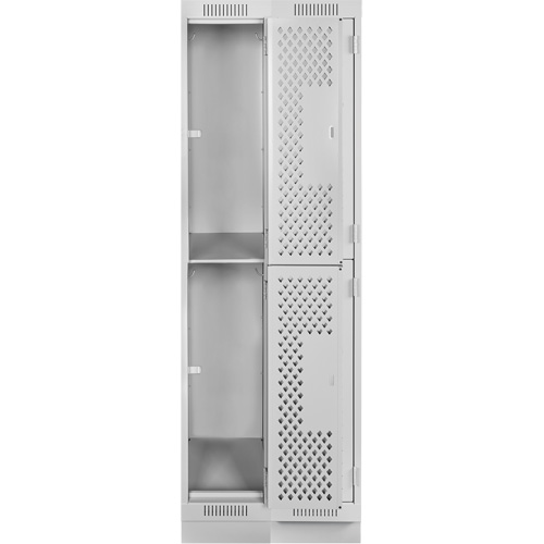 Casiers Clean Line, 2 niveaux, Bloc de 2, 24" x 18" x 76", Acier, Gris, Rivet (assembl&eacute;), Perfor&eacute; Groupe Belzile Dickner