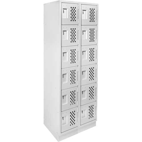 Assembled Lockerettes Clean Line Perforated Economy Lockers, 6 -tier, Bank of 2, 18" x 72" x 12", Steel Groupe Belzile Dickner