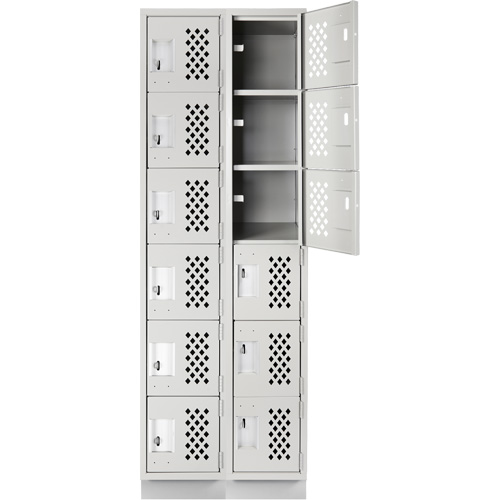 Assembled Lockerettes Clean Line Perforated Economy Lockers, 6 -tier, Bank of 2, 18" x 72" x 12", Steel Groupe Belzile Dickner
