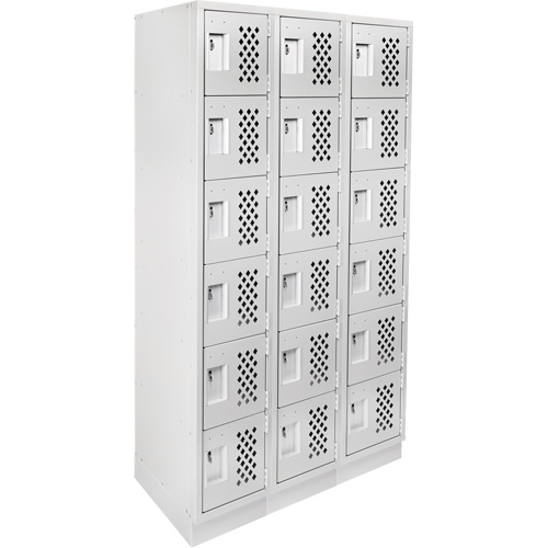 Assembled Lockerettes Clean Line Perforated Economy Lockers, 6 -tier, Bank of 3, 18" x 72" x 12", Steel Groupe Belzile Dickner