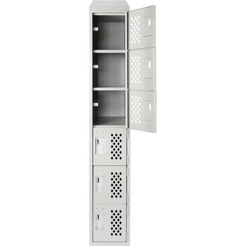 Assembled Lockerettes Clean Line Perforated Economy Lockers, 6 -tier, 18" x 72" x 12", Steel Groupe Belzile Dickner