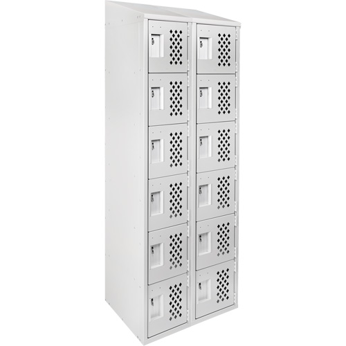 Assembled Lockerettes Clean Line Perforated Economy Lockers, 6 -tier, Bank of 2, 18" x 72" x 12", Steel Groupe Belzile Dickner