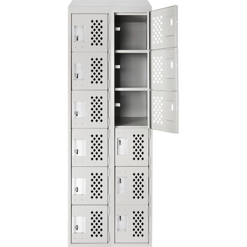 Assembled Lockerettes Clean Line Perforated Economy Lockers, 6 -tier, Bank of 2, 18" x 72" x 12", Steel Groupe Belzile Dickner