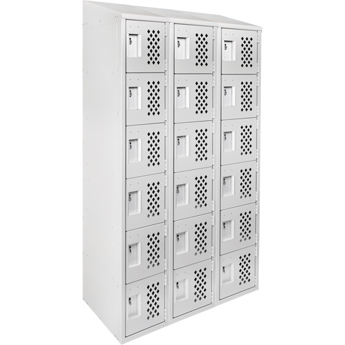 Assembled Lockerettes Clean Line Perforated Economy Lockers, 6 -tier, Bank of 3, 18" x 72" x 12", Steel Groupe Belzile Dickner