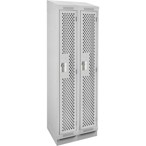Clean Line Lockers, Bank of 2, 24" x 18" x 82", Steel, Grey, Rivet (Assembled), Perforated Groupe Belzile Dickner
