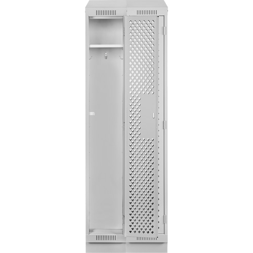 Clean Line Lockers, Bank of 2, 24" x 18" x 82", Steel, Grey, Rivet (Assembled), Perforated Groupe Belzile Dickner