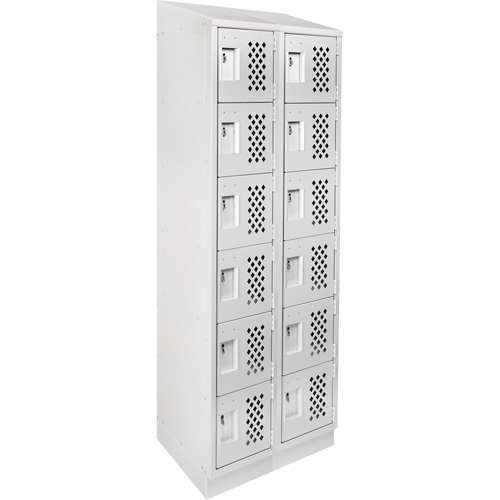 Clean-Line Perforated Lockerette, 6 -tier, Bank of 2, 15" x 72" x 12", Steel Groupe Belzile Dickner
