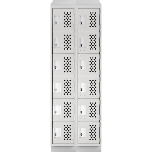Clean-Line Perforated Lockerette, 6 -tier, Bank of 2, 15" x 72" x 12", Steel Groupe Belzile Dickner