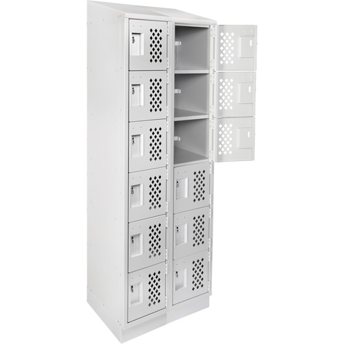 Clean-Line Perforated Lockerette, 6 -tier, Bank of 2, 15" x 72" x 12", Steel Groupe Belzile Dickner