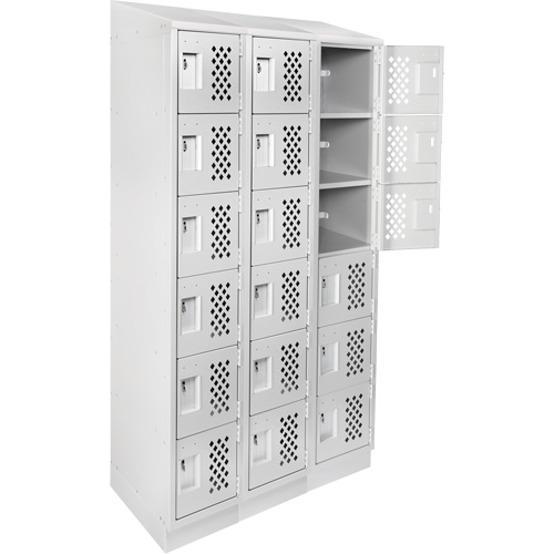Clean-Line Perforated Lockerette, 6 -tier, Bank of 3, 15" x 72" x 12", Steel Groupe Belzile Dickner