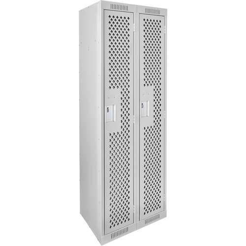Clean Line Lockers, 2 -tier, 12" x 12" x 72", Steel, Grey, Rivet (Assembled), Perforated Groupe Belzile Dickner