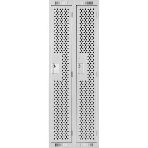 Clean Line Lockers, 2 -tier, 12" x 12" x 72", Steel, Grey, Rivet (Assembled), Perforated Groupe Belzile Dickner