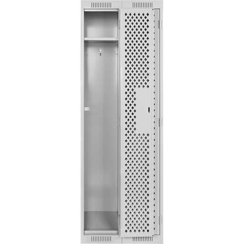 Clean Line Lockers, 2 -tier, 12" x 12" x 72", Steel, Grey, Rivet (Assembled), Perforated Groupe Belzile Dickner