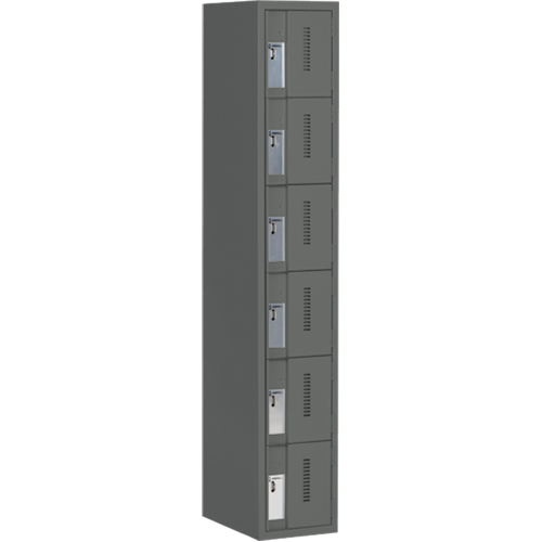 Concorde Heavy-Duty Lockers, 6 -tier, 12" x 18" x 72", Steel, Charcoal, Welded (Assembled) Groupe Belzile Dickner