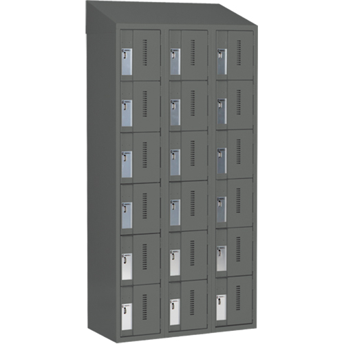 Concorde Heavy-Duty Lockers, 6 -tier, Bank of 3, 36" x 18" x 78", Steel, Charcoal, Welded (Assembled) Groupe Belzile Dickner