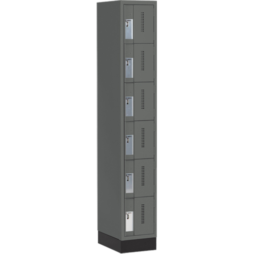 Concorde Heavy-Duty Lockers, 6 -tier, 12" x 18" x 76", Steel, Charcoal, Welded (Assembled) Groupe Belzile Dickner