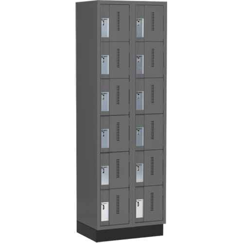 Concorde Heavy-Duty Lockers, 6 -tier, Bank of 2, 24" x 18" x 76", Steel, Charcoal, Welded (Assembled) Groupe Belzile Dickner