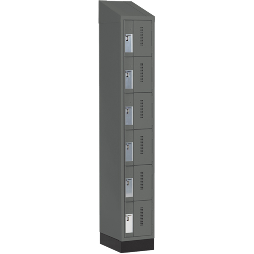 Concorde Heavy-Duty Lockers, 6 -tier, 12" x 18" x 82", Steel, Charcoal, Welded (Assembled) Groupe Belzile Dickner
