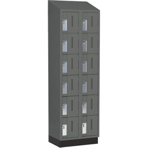 Concorde Heavy-Duty Lockers, 6 -tier, Bank of 2, 24" x 18" x 82", Steel, Charcoal, Welded (Assembled) Groupe Belzile Dickner