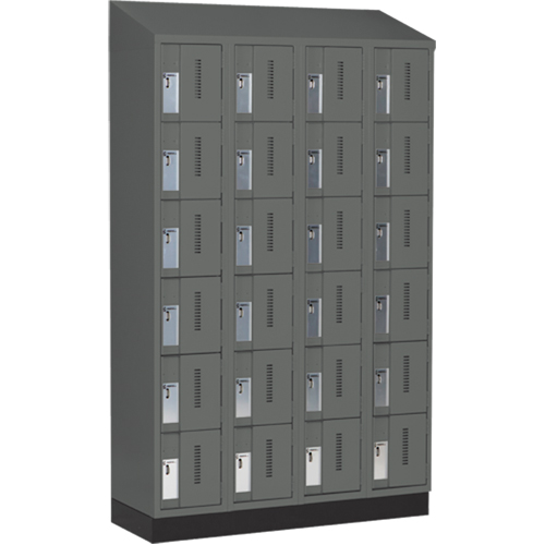 Concorde Heavy-Duty Lockers, 6 -tier, Bank of 4, 48" x 18" x 82", Steel, Charcoal, Welded (Assembled) Groupe Belzile Dickner