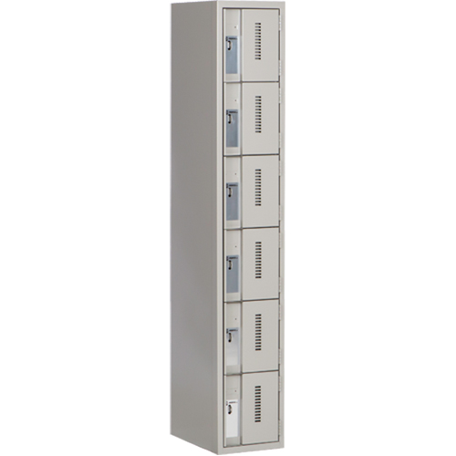 Concorde Heavy-Duty Lockers, 6 -tier, 12" x 18" x 72", Steel, Grey, Welded (Assembled) Groupe Belzile Dickner