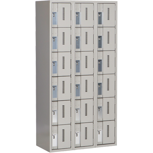 Concorde Heavy-Duty Lockers, 6 -tier, Bank of 3, 36" x 18" x 72", Steel, Grey, Welded (Assembled) Groupe Belzile Dickner