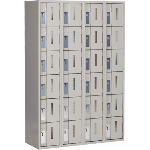 Concorde Heavy-Duty Lockers, 6 -tier, Bank of 4, 48" x 18" x 72", Steel, Grey, Welded (Assembled) Groupe Belzile Dickner