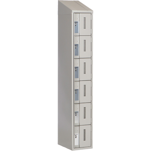 Concorde Heavy-Duty Lockers, 6 -tier, 12" x 18" x 78", Steel, Grey, Welded (Assembled) Groupe Belzile Dickner