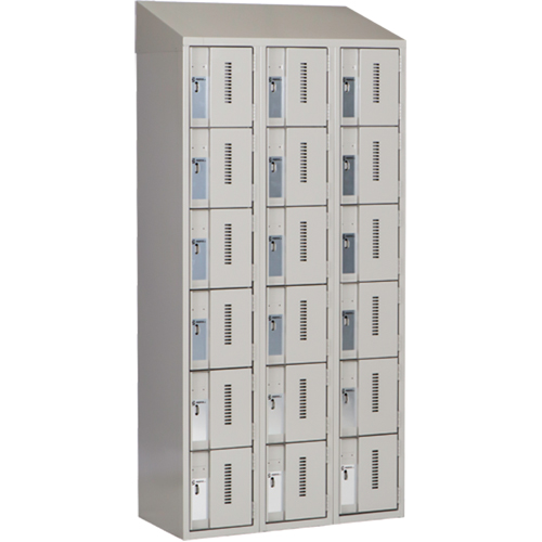 Concorde Heavy-Duty Lockers, 6 -tier, Bank of 3, 36" x 18" x 78", Steel, Grey, Welded (Assembled) Groupe Belzile Dickner