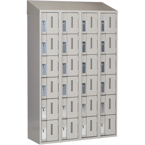 Concorde Heavy-Duty Lockers, 6 -tier, Bank of 4, 48" x 18" x 78", Steel, Grey, Welded (Assembled) Groupe Belzile Dickner