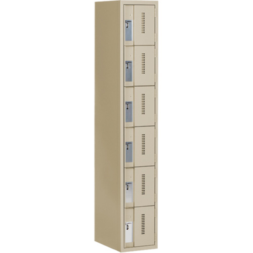 Concorde Heavy-Duty Lockers, 6 -tier, 12" x 18" x 72", Steel, Beige, Welded (Assembled) Groupe Belzile Dickner