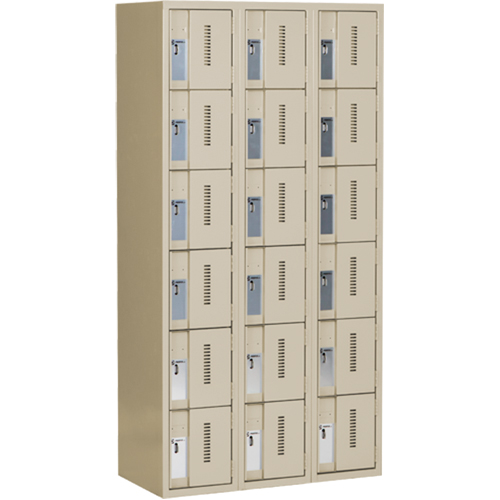 Casiers robustes Concorde, 6 niveaux, Bloc de 3, 36" x 18" x 72", Acier, Beige, Soud&eacute; (assembl&eacute;) Groupe Belzile Dickner