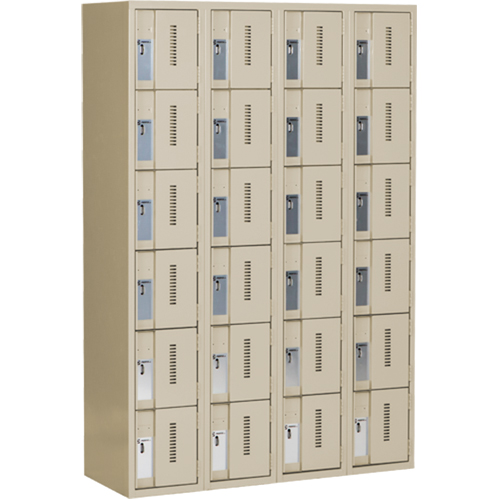 Concorde Heavy-Duty Lockers, 6 -tier, Bank of 4, 48" x 18" x 72", Steel, Beige, Welded (Assembled) Groupe Belzile Dickner