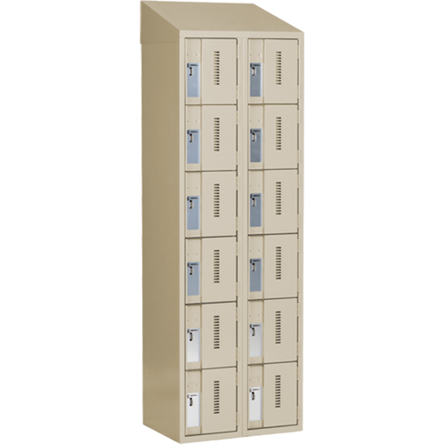Concorde Heavy-Duty Lockers, 6 -tier, Bank of 2, 24" x 18" x 78", Steel, Beige, Welded (Assembled) Groupe Belzile Dickner