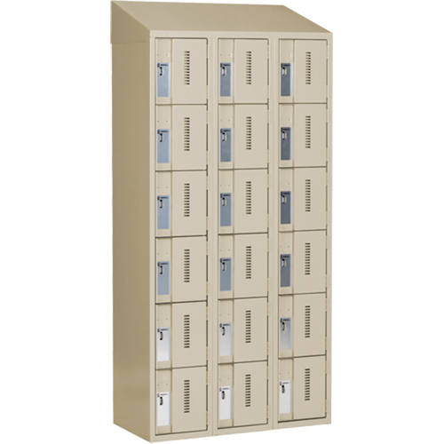 Concorde Heavy-Duty Lockers, 6 -tier, Bank of 3, 36" x 18" x 78", Steel, Beige, Welded (Assembled) Groupe Belzile Dickner