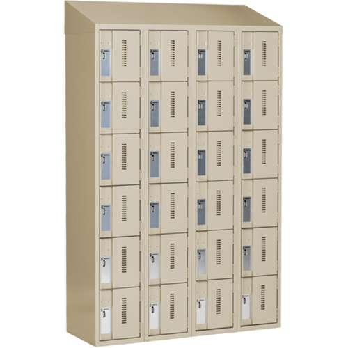 Concorde Heavy-Duty Lockers, 6 -tier, Bank of 4, 48" x 18" x 78", Steel, Beige, Welded (Assembled) Groupe Belzile Dickner