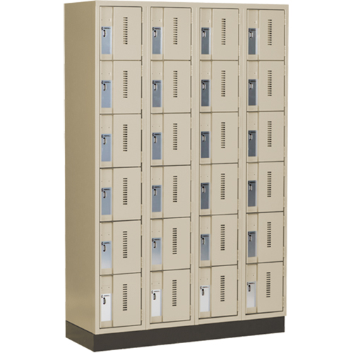 Concorde Heavy-Duty Lockers, 6 -tier, Bank of 4, 48" x 18" x 76", Steel, Beige, Welded (Assembled) Groupe Belzile Dickner