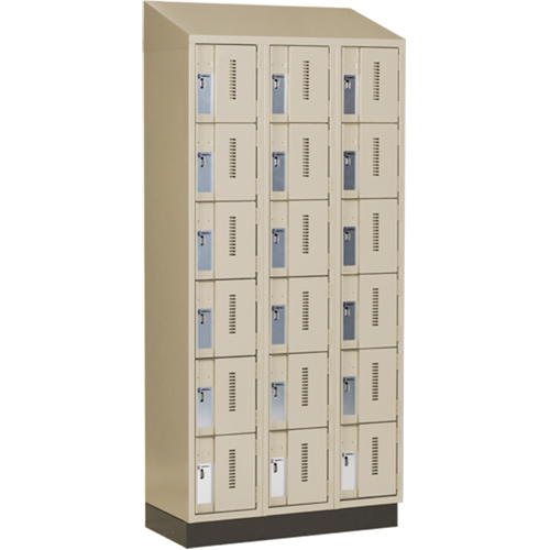 Concorde Heavy-Duty Lockers, 6 -tier, Bank of 3, 36" x 18" x 82", Steel, Beige, Welded (Assembled) Groupe Belzile Dickner