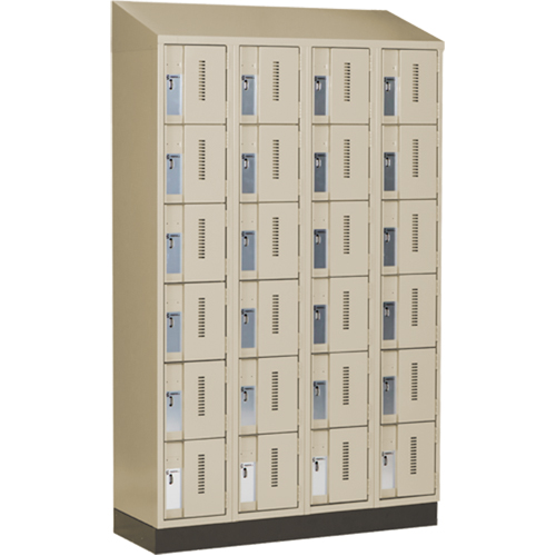 Concorde Heavy-Duty Lockers, 6 -tier, Bank of 4, 48" x 18" x 82", Steel, Beige, Welded (Assembled) Groupe Belzile Dickner