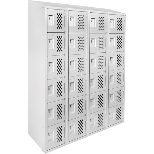 Assembled Clean Line Perforated Economy Lockers, 6 -tier, Bank of 4, 18" x 72" x 12", Steel Groupe Belzile Dickner
