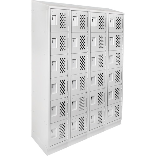 Assembled Clean Line Perforated Economy Lockers, 6 -tier, Bank of 4, 18" x 72" x 12", Steel Groupe Belzile Dickner