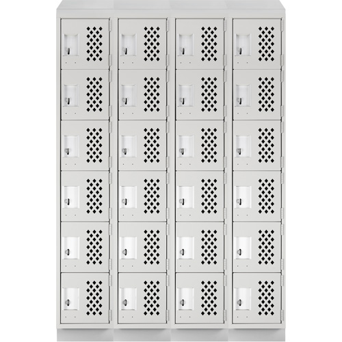 Assembled Clean Line Perforated Economy Lockers, 6 -tier, Bank of 4, 18" x 72" x 12", Steel Groupe Belzile Dickner