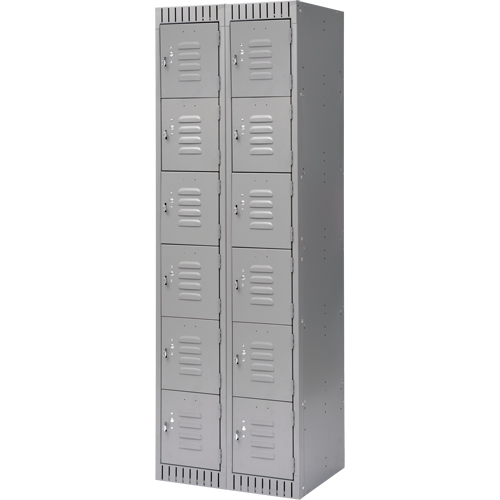 Lockers, 6 -tier, Bank of 2, 24" x 18" x 72", Steel, Grey, Knocked Down Groupe Belzile Dickner