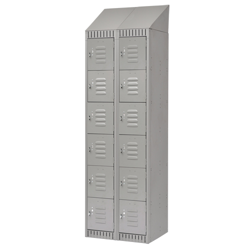 Lockers, 6 -tier, Bank of 2, 24" x 18" x 82", Steel, Grey, Knocked Down Groupe Belzile Dickner